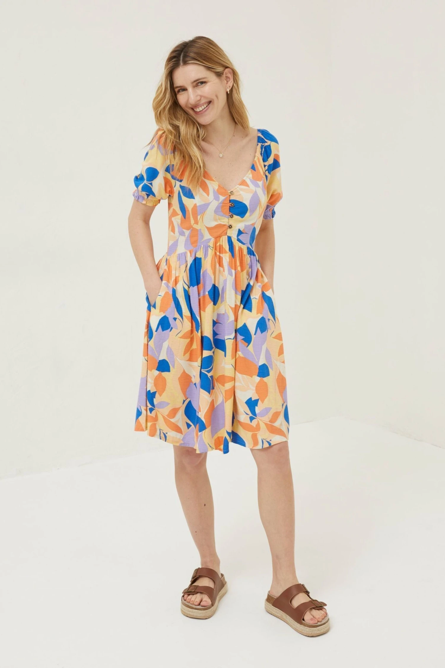 FatFace Orange Aideen Stencil Floral Dress 3 FatFace Orange Aideen Stencil Floral Dress