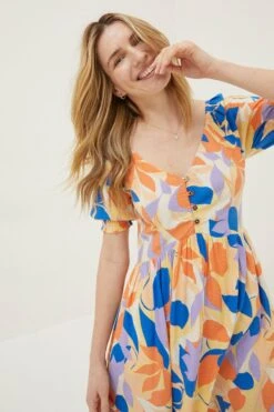FatFace Orange Aideen Stencil Floral Dress 10 FatFace Orange Aideen Stencil Floral Dress -Fat Face Shop U12 365s4
