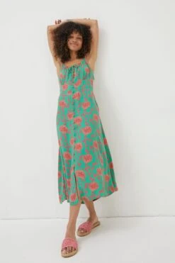 FatFace Green Ariel Bali Blooms Midi Dress