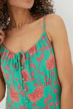 FatFace Green Ariel Bali Blooms Midi Dress -Fat Face Shop U12 368s4