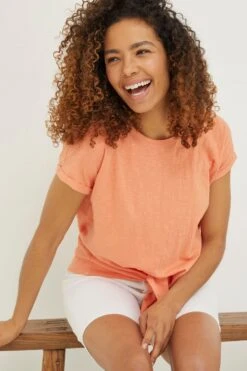 FatFace Orange Fran Tie Front Top -Fat Face Shop U12273s3