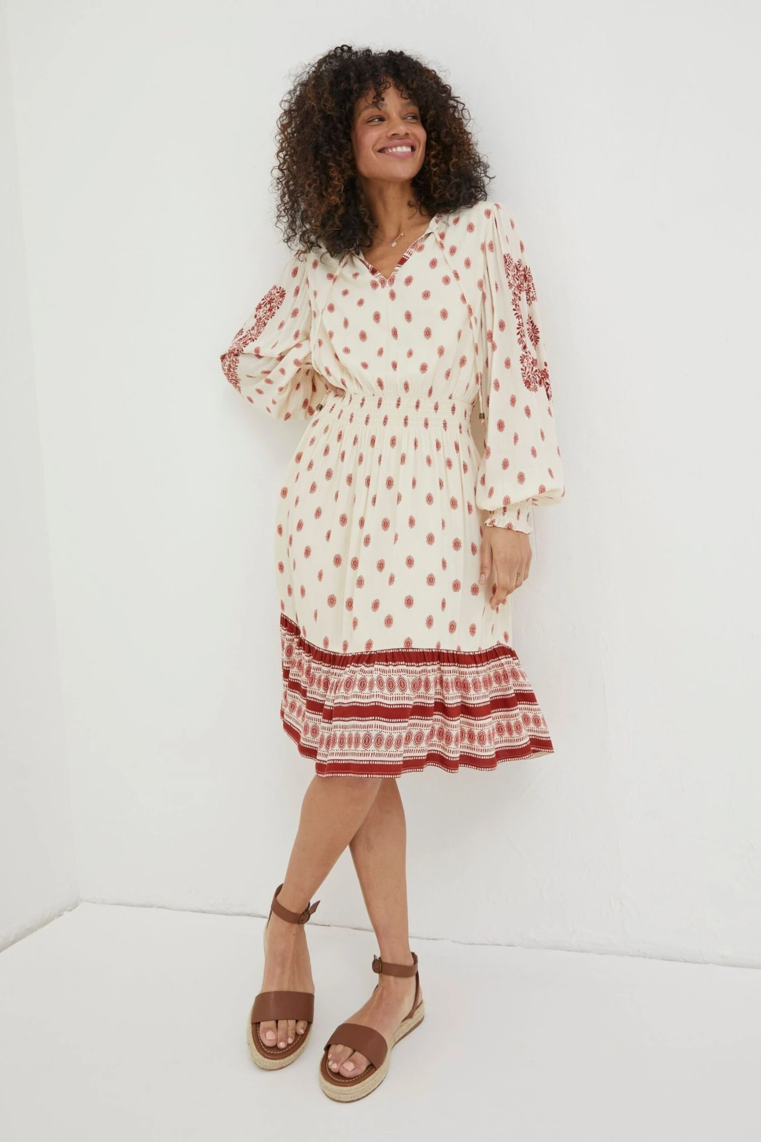 FatFace Natural Devin Bandana Dress 3 FatFace Natural Devin Bandana Dress