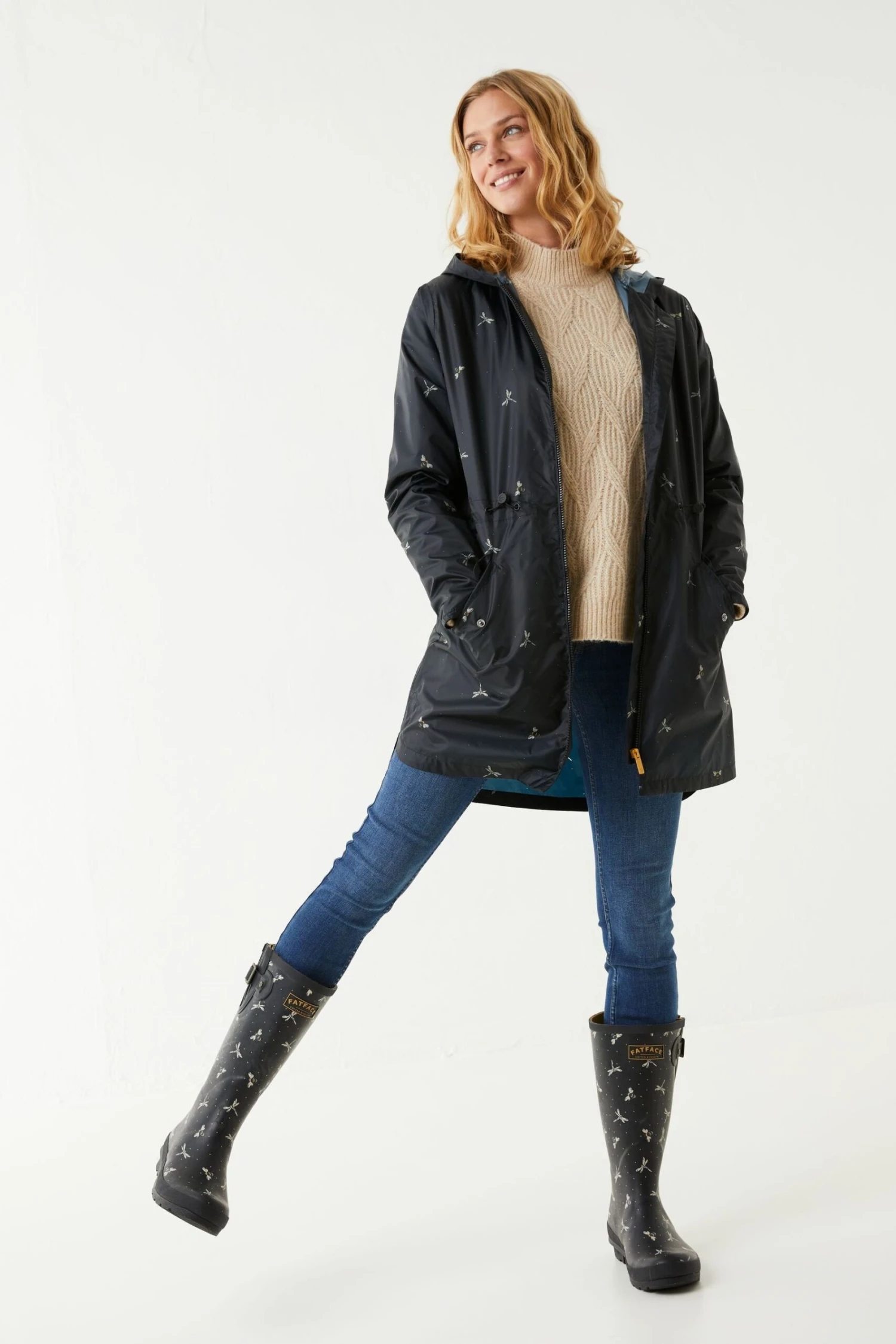 FatFace Womens Printed Waterproof Packable Jacket 4 FatFace Womens Printed Waterproof Packable Jacket - Image 2