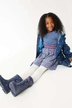 FatFace Girls Navy Star Waterproof Packable Jacket -Fat Face Shop U13970s3