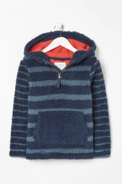 FatFace Blue Stripe Fleece Popover Hoodie -Fat Face Shop U80694s4