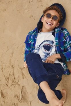 FatFace Blue Noah Knee Panel Joggers -Fat Face Shop U99393s3